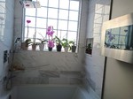 quartz fireplace in wall, peaceful and heat